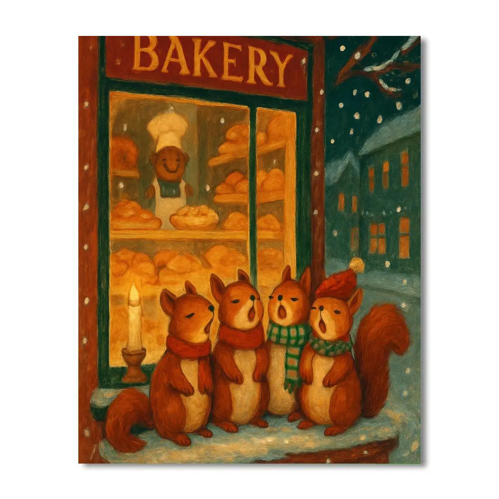 Frosted Window Choir Of Squirrels DIY paint by numbers