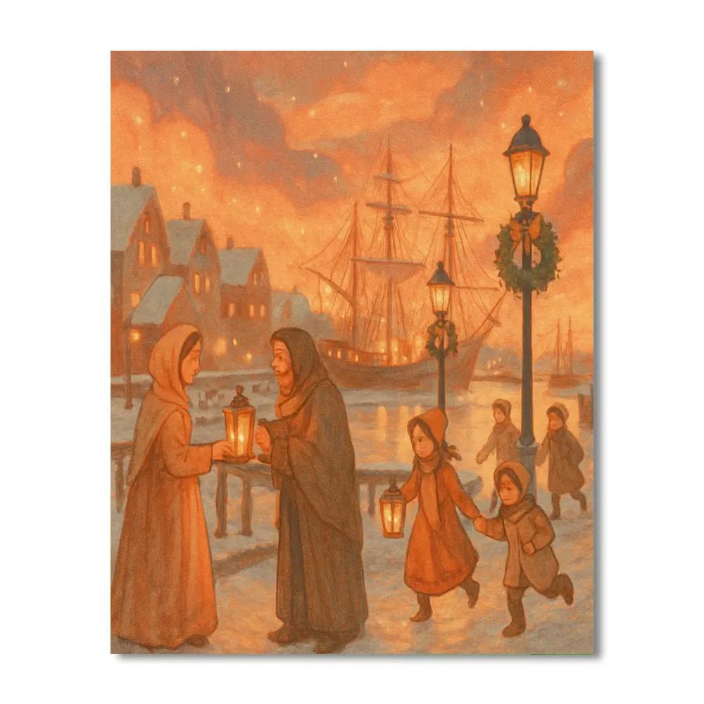 Winter Harbor Lantern Exchange Painting by numbers kit