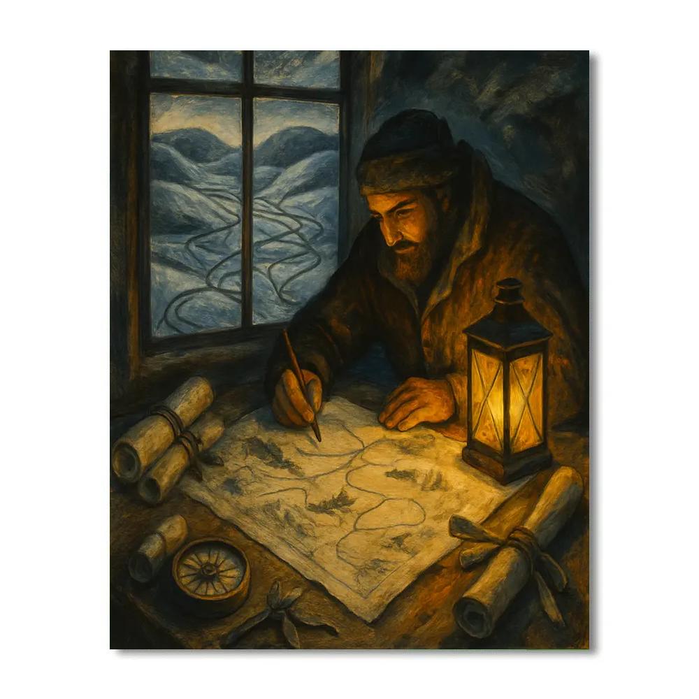 Merry Mapmaker Of Snow Roads paint by color