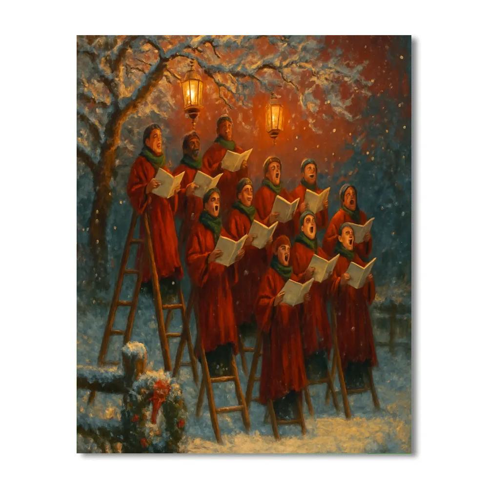 Holiday Orchard Lantern Choir Numbered painting kits