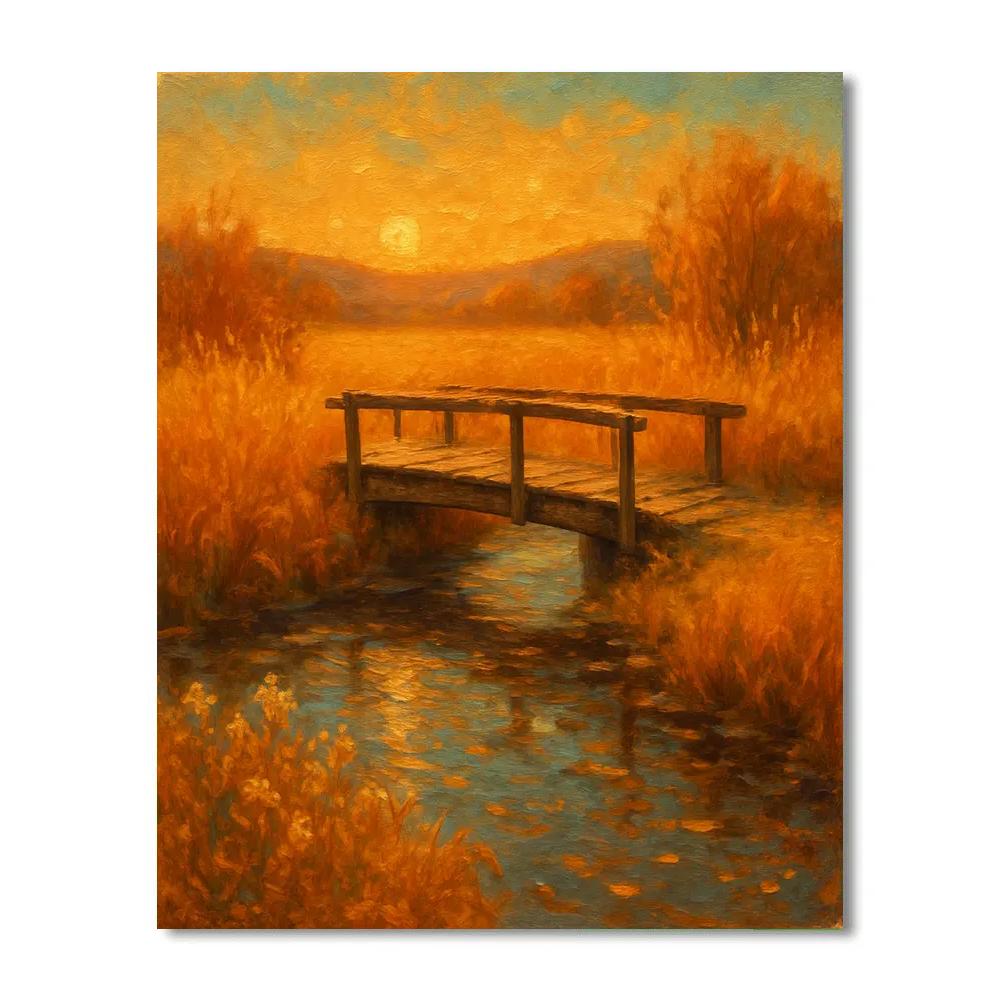 Bridge Over Amber Meadow Numbered painting kits