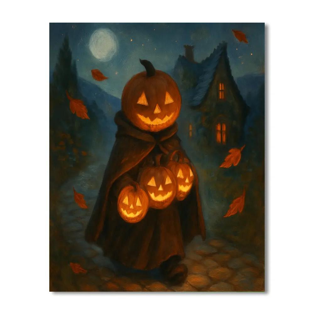Moonlit Pumpkin Lanterns painting number kit