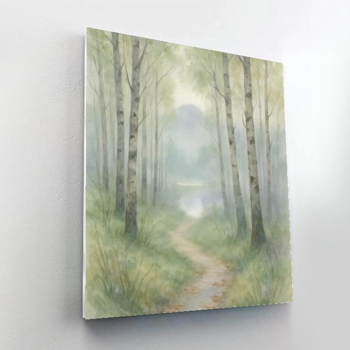 Misty Birch Path At Dawn DIY paint by numbers