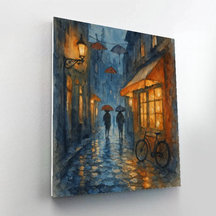 Rainy Evening Lantern Alley paint by color