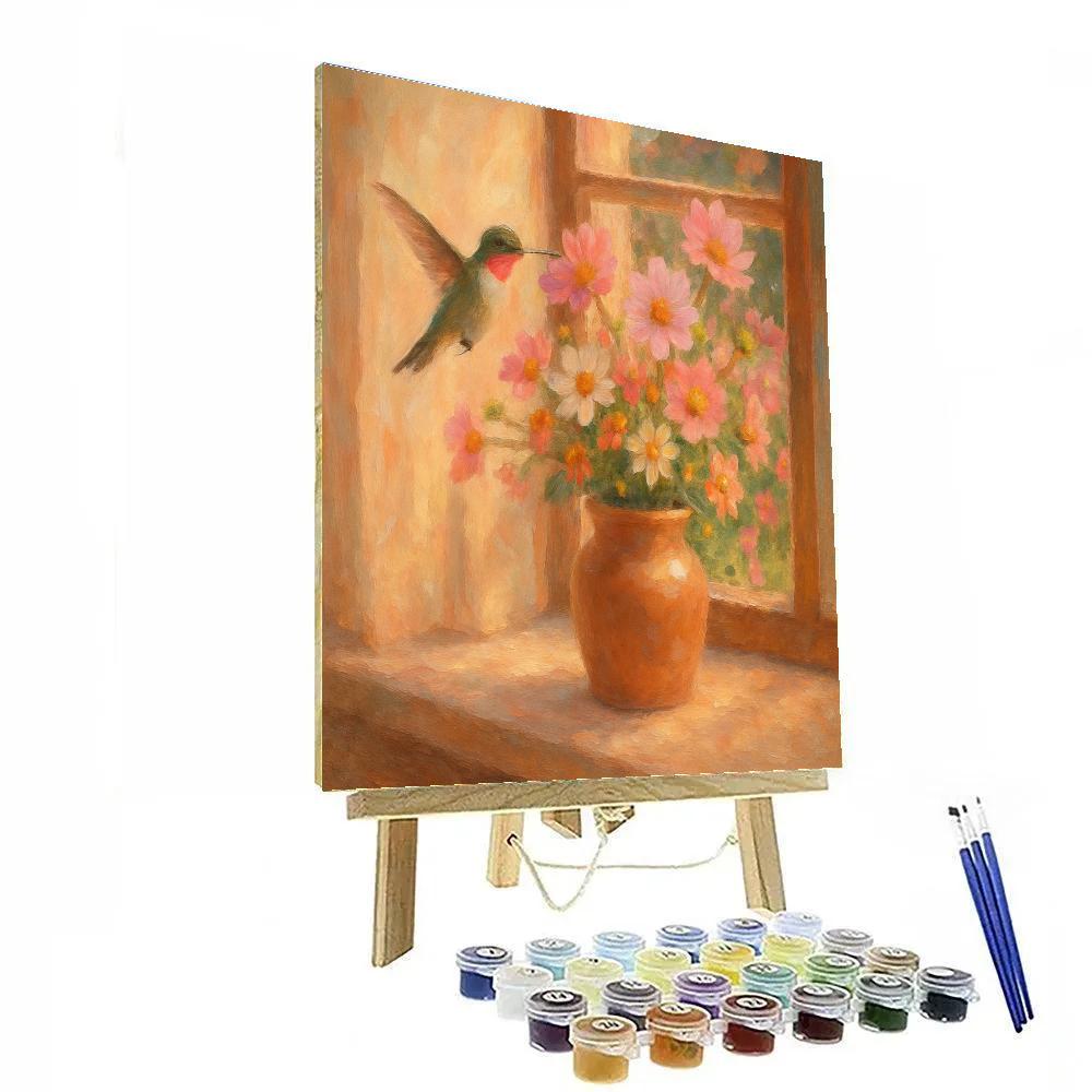 Hummingbird Tea By Blooming Window paint by color