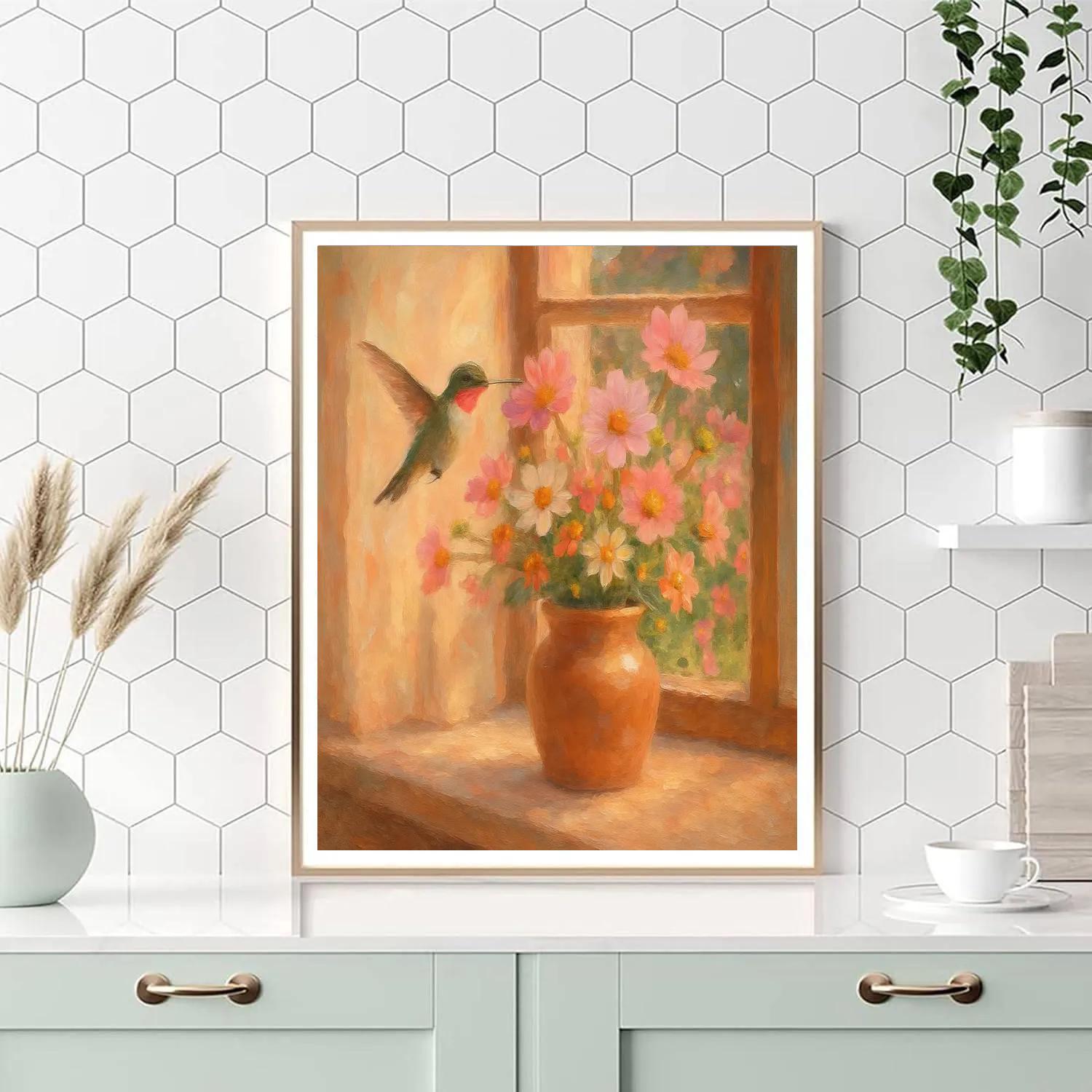 Hummingbird Tea By Blooming Window paint by color