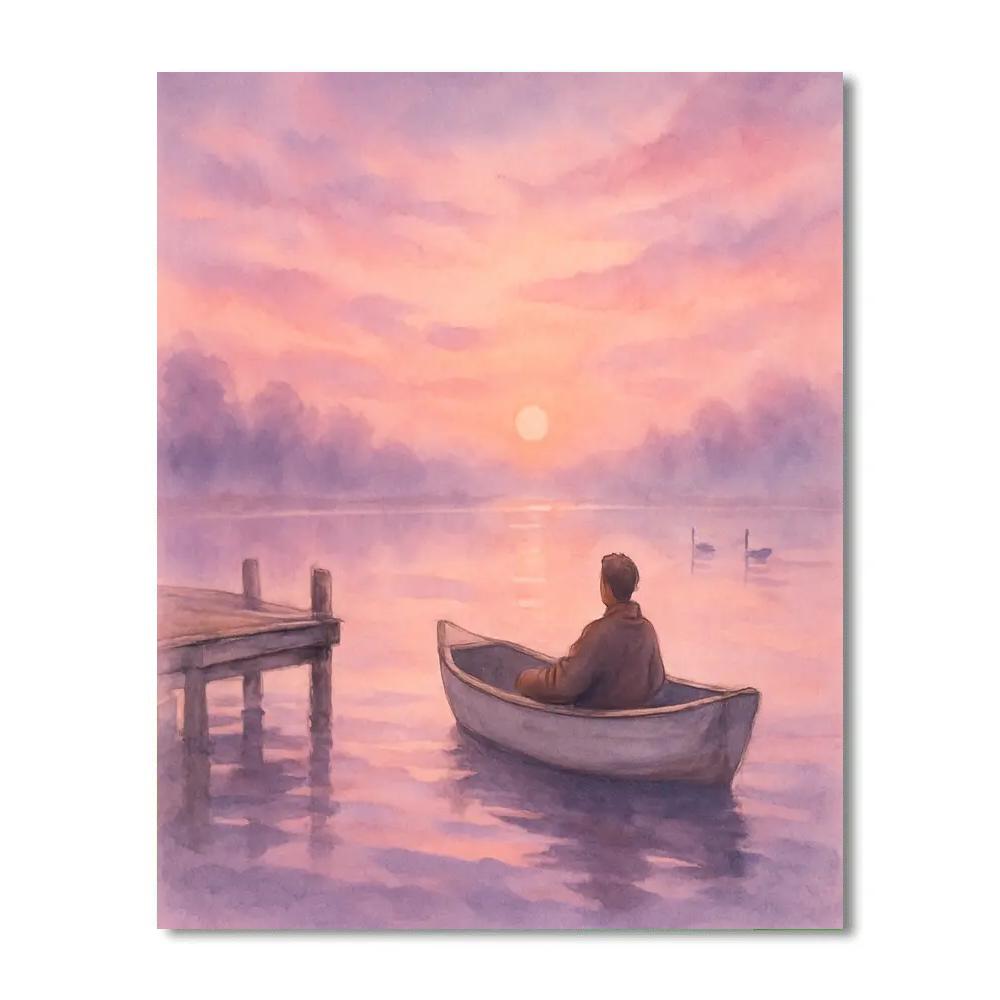 Rowboat Under Lavender Skies Paint by numbers art