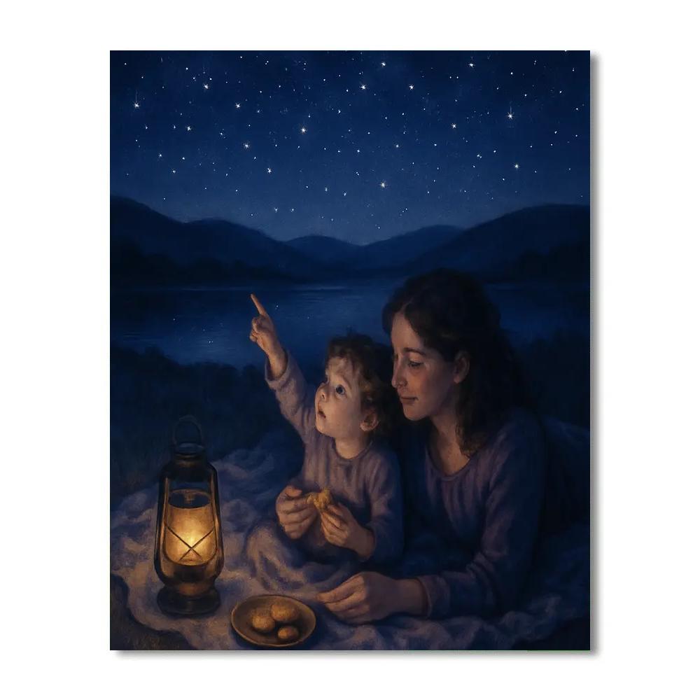 Mother And Child Starlit Picnic painting number kit