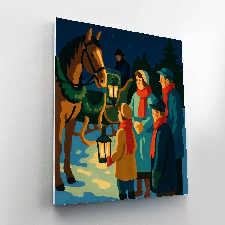 Midnight Sleigh Stop Painting by numbers kit