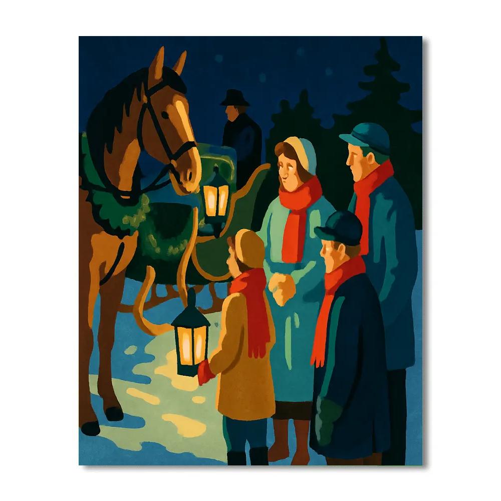 Midnight Sleigh Stop Painting by numbers kit