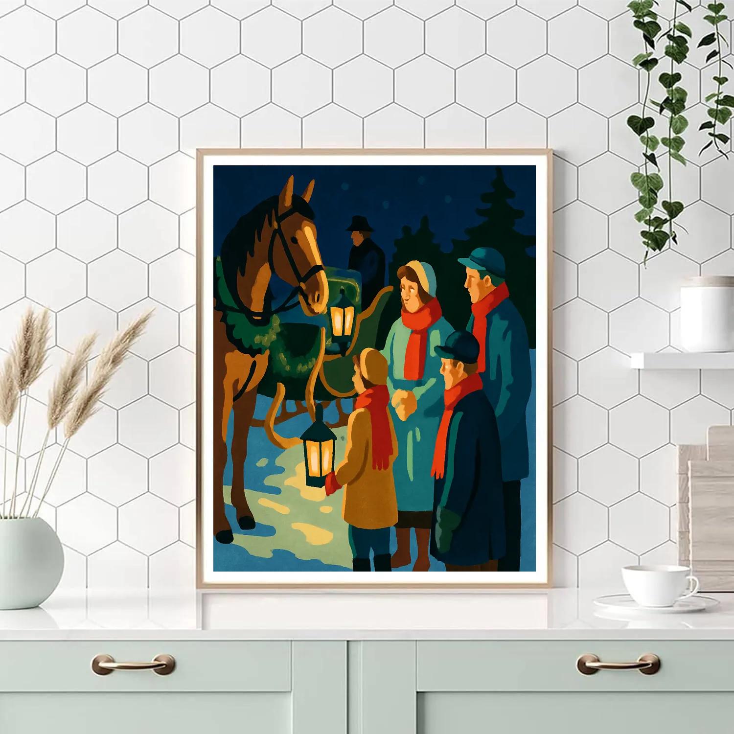 Midnight Sleigh Stop Painting by numbers kit
