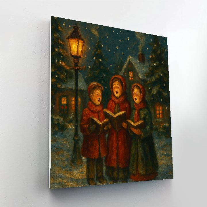 Midnight Carolers In Snowy Lane paint by number