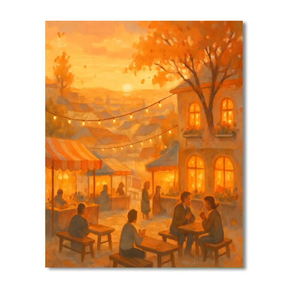 Sunset Market On Hill Number painting