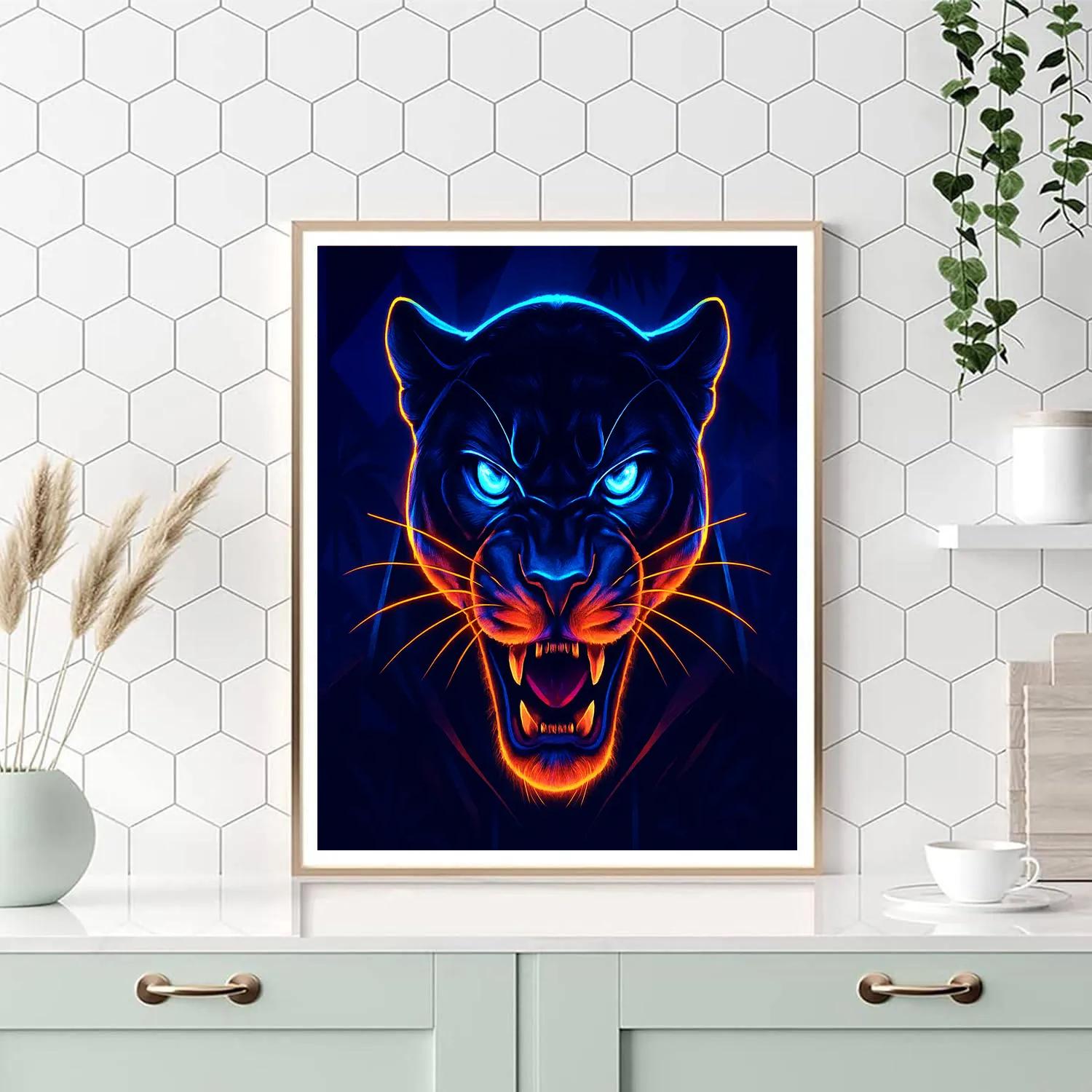 Electric Panther Close Up Numbered painting kits