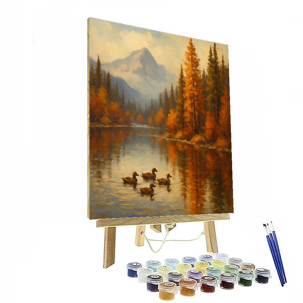 Autumn Reflections Cozy Pines painting number kit