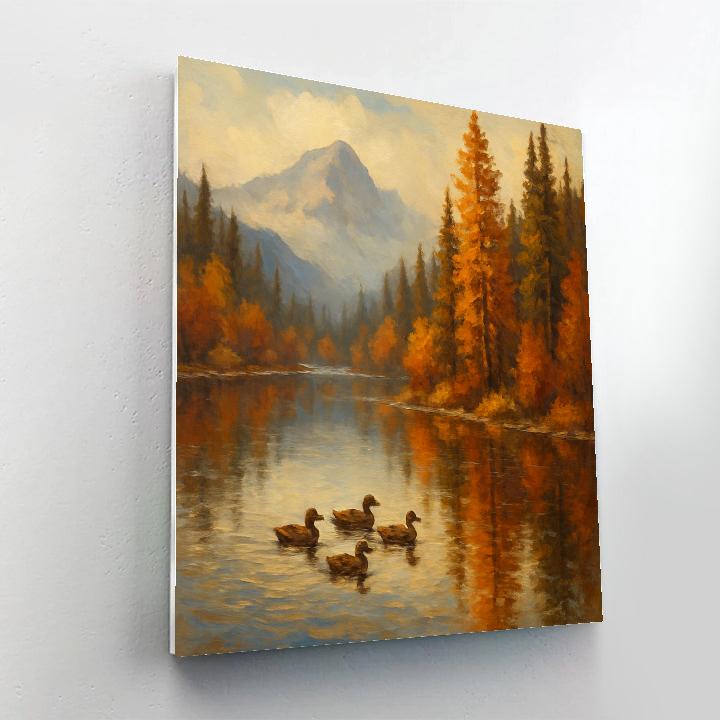 Autumn Reflections Cozy Pines painting number kit
