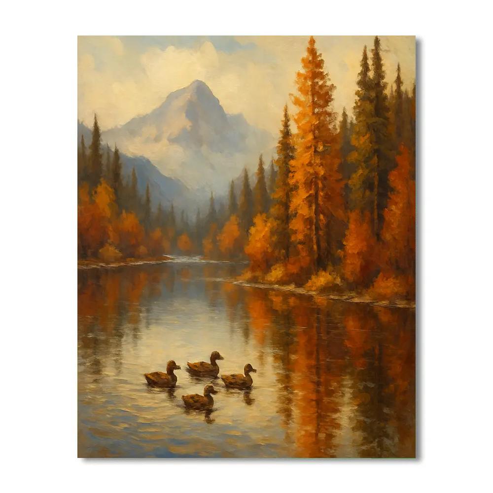 Autumn Reflections Cozy Pines painting number kit