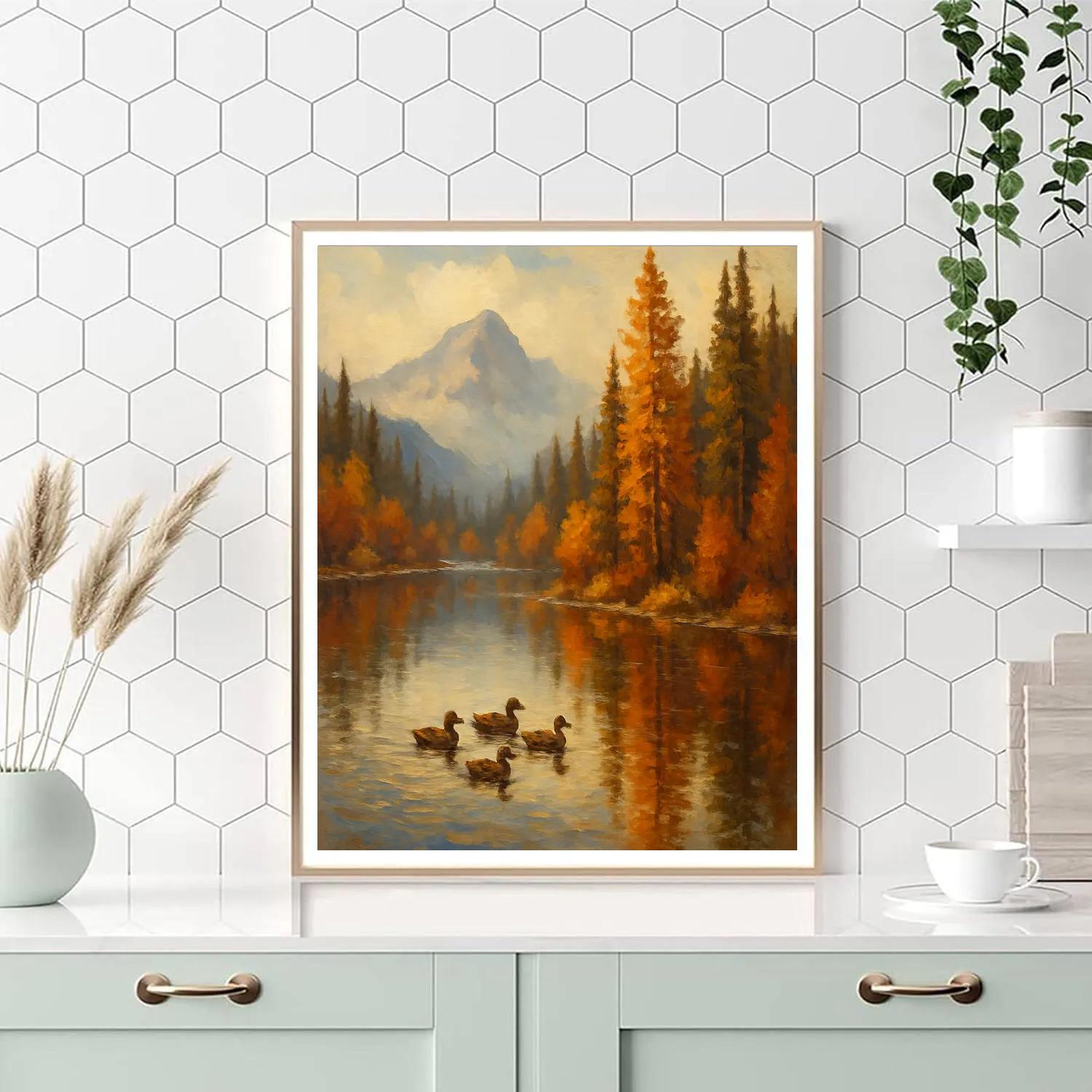 Autumn Reflections Cozy Pines painting number kit