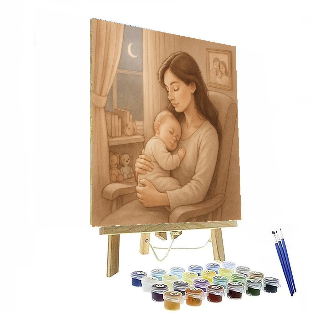 Bedroom Lullaby Moment With Mother paint by number