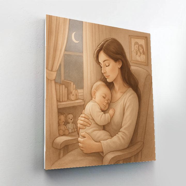 Bedroom Lullaby Moment With Mother paint by number