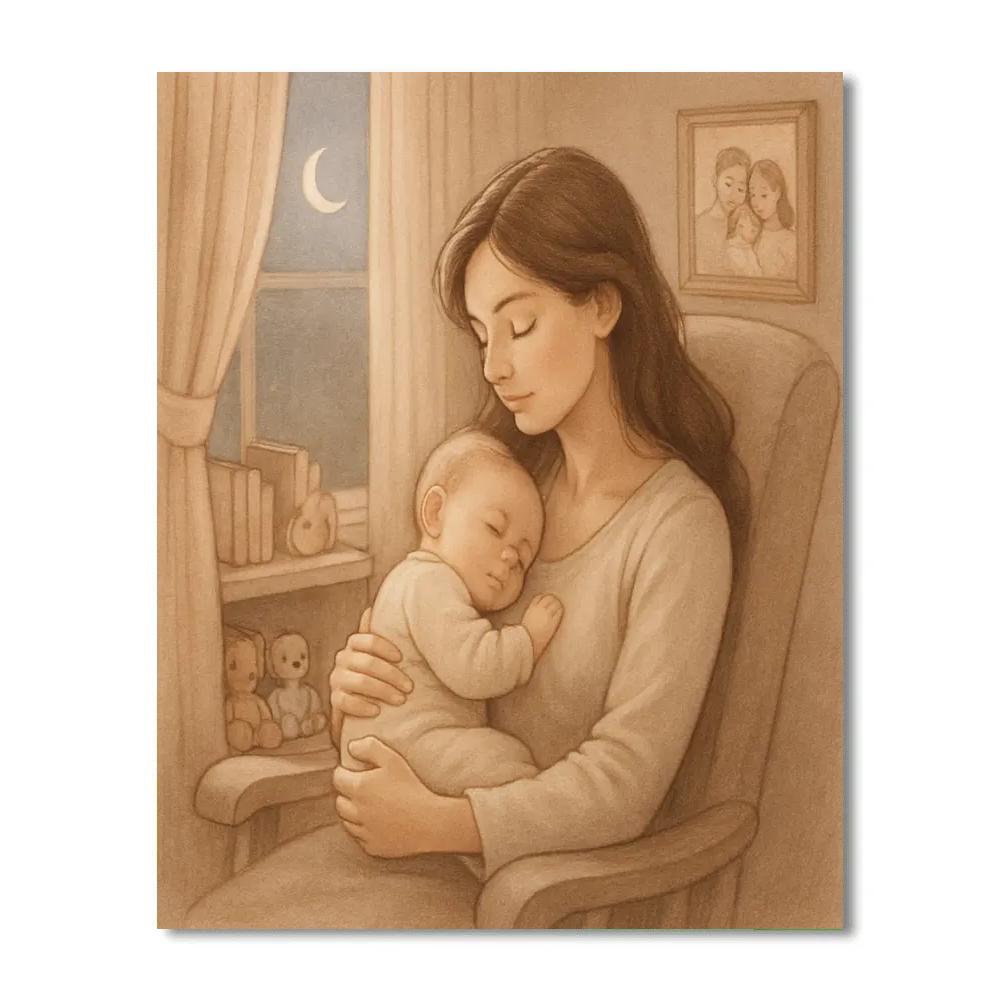Bedroom Lullaby Moment With Mother paint by number