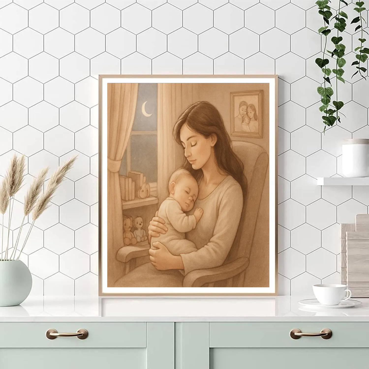 Bedroom Lullaby Moment With Mother paint by number