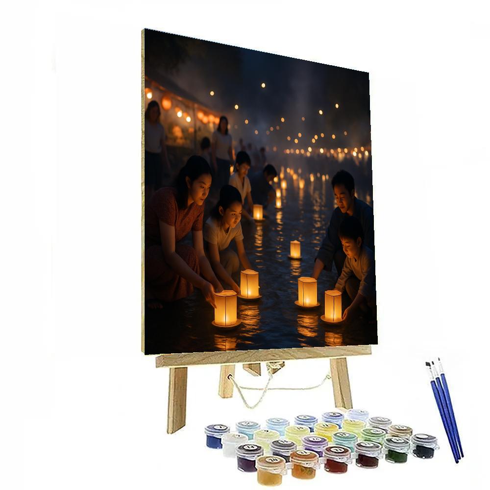 Chinese Lantern Festival Riverside Glow paint by color
