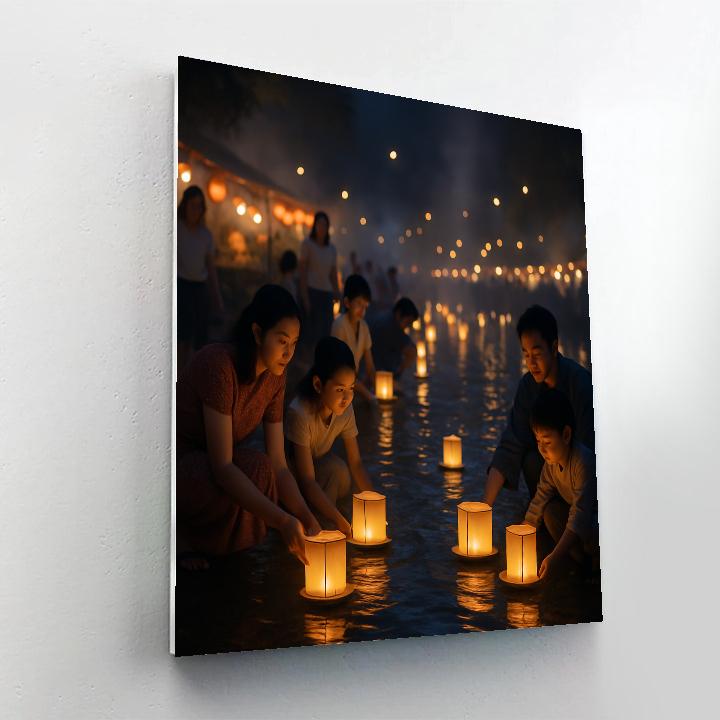 Chinese Lantern Festival Riverside Glow paint by color