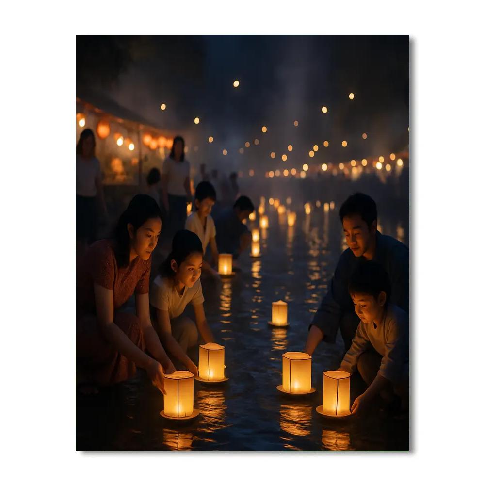 Chinese Lantern Festival Riverside Glow paint by color