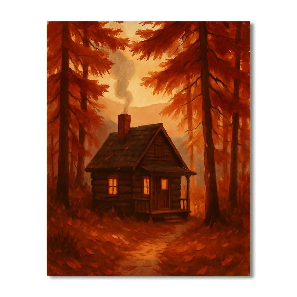 Cabin Beneath Copper Pines paint by color