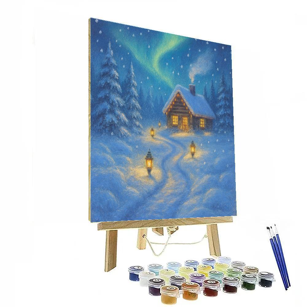 Snow Lantern Path To The Cabin Paint by numbers kits
