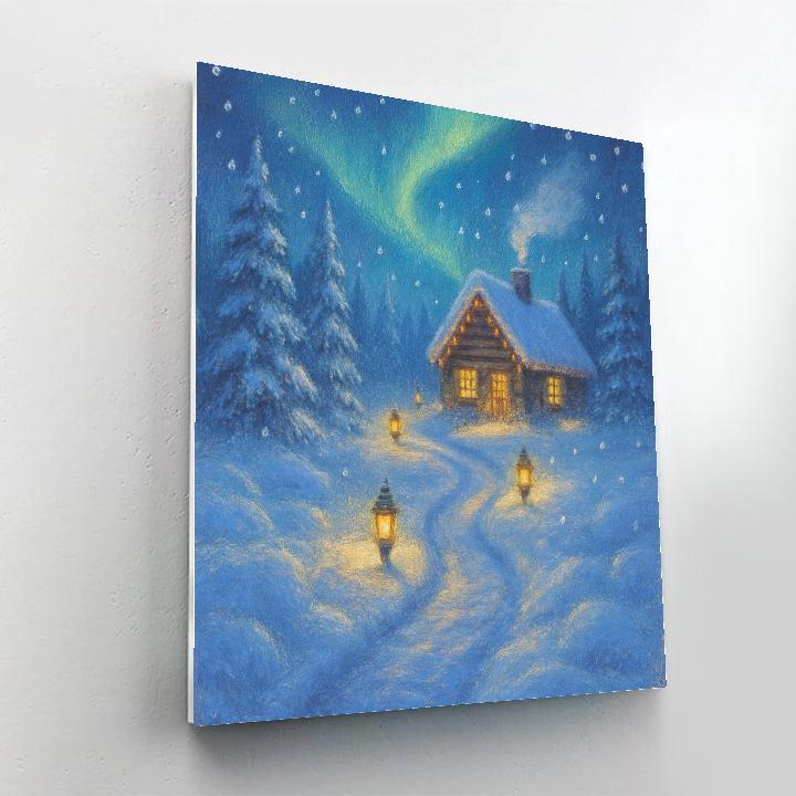 Snow Lantern Path To The Cabin Paint by numbers kits