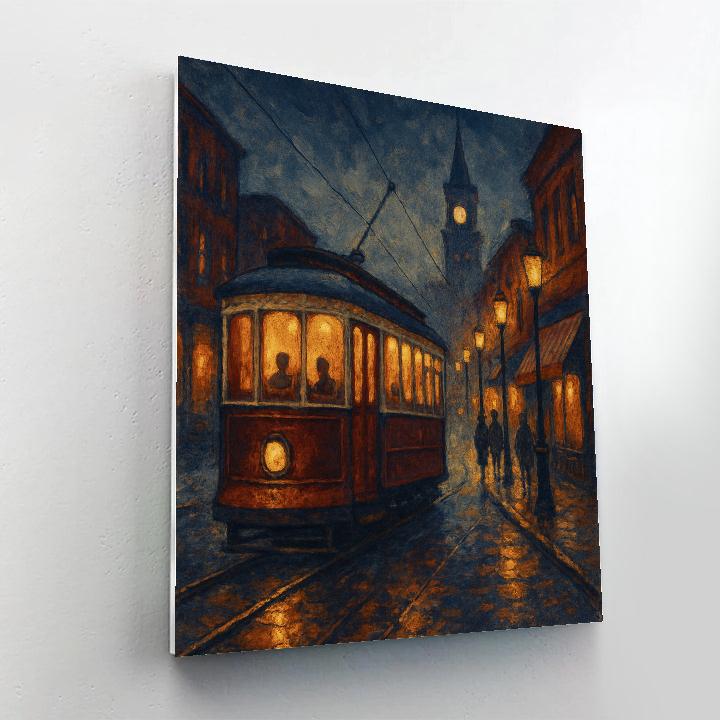 Midnight Tram And Lanterns paint by number