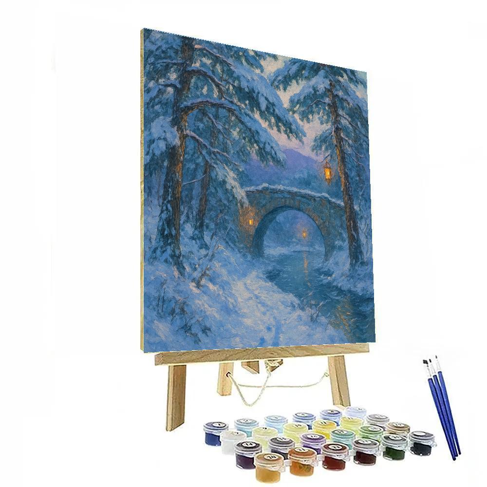 Forest Path To The Lantern Bridge Numbered painting kits
