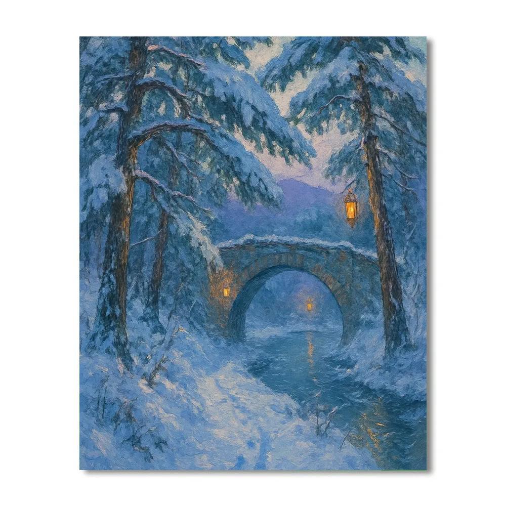 Forest Path To The Lantern Bridge Numbered painting kits