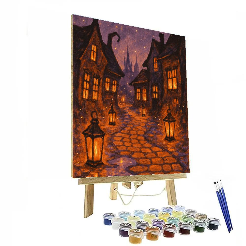 Lanterns Over Cobblestone Avenue Paint by numbers kits