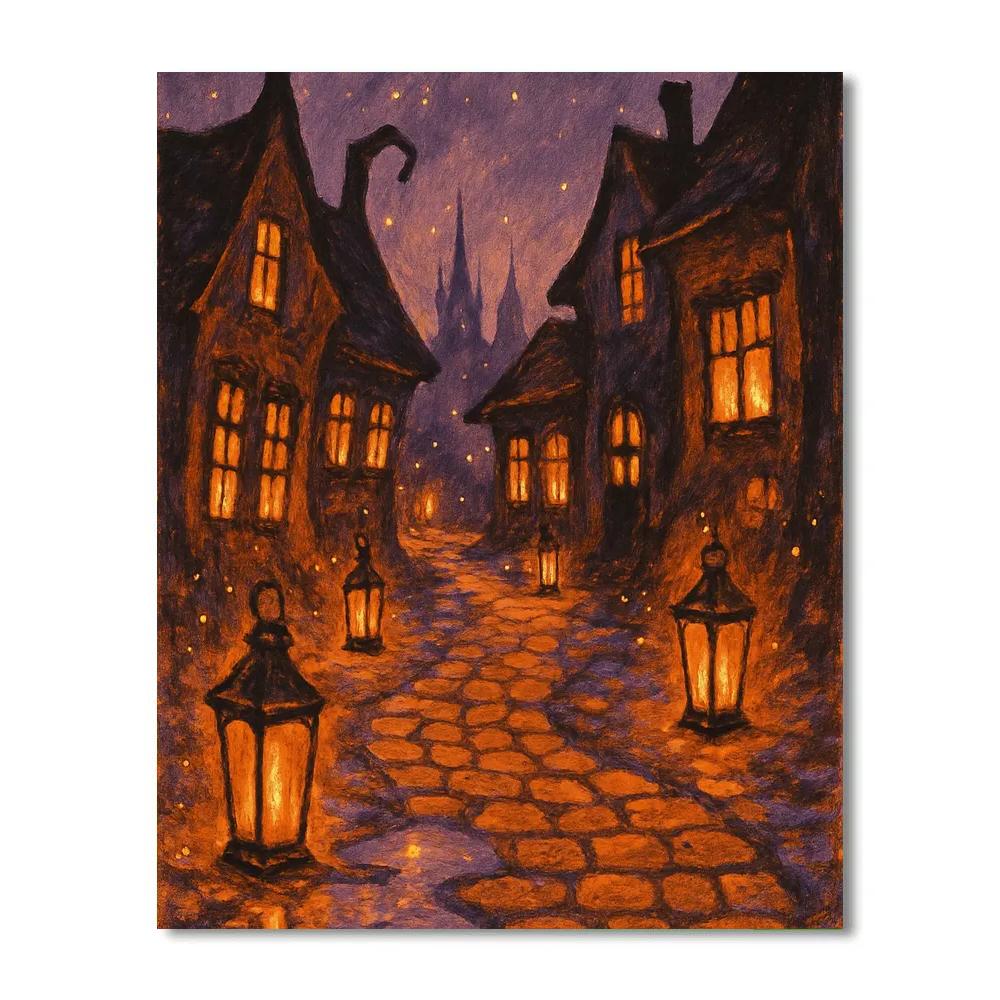 Lanterns Over Cobblestone Avenue Paint by numbers kits