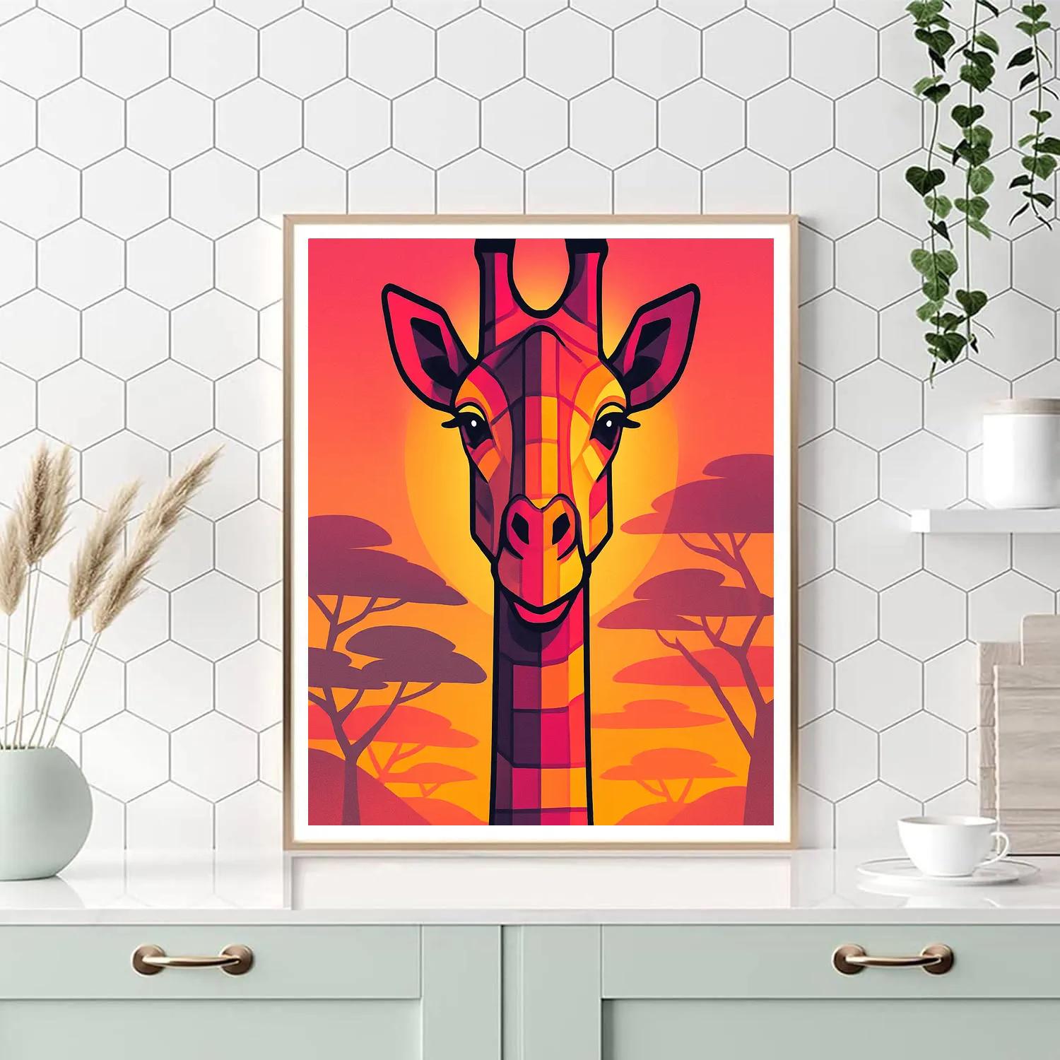 Geometric Giraffe Majesty Paint by numbers kits