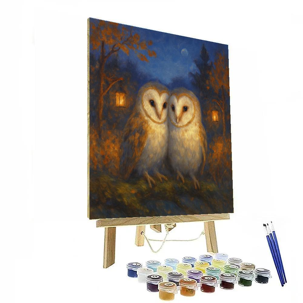 Owls At Lantern Clearing Painting by numbers kit