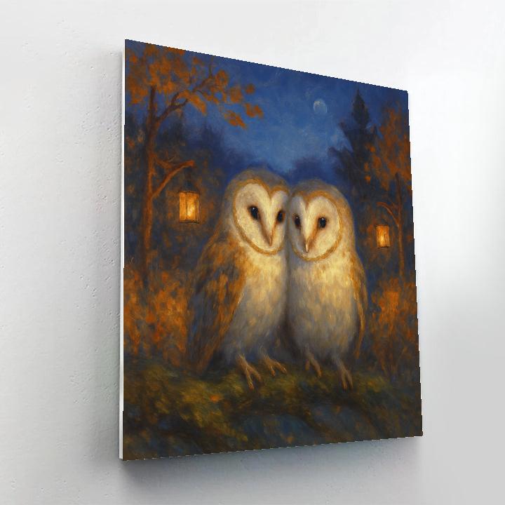 Owls At Lantern Clearing Painting by numbers kit