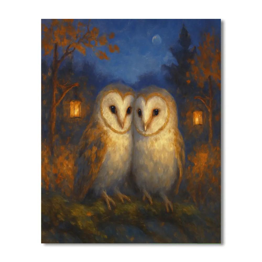 Owls At Lantern Clearing Painting by numbers kit