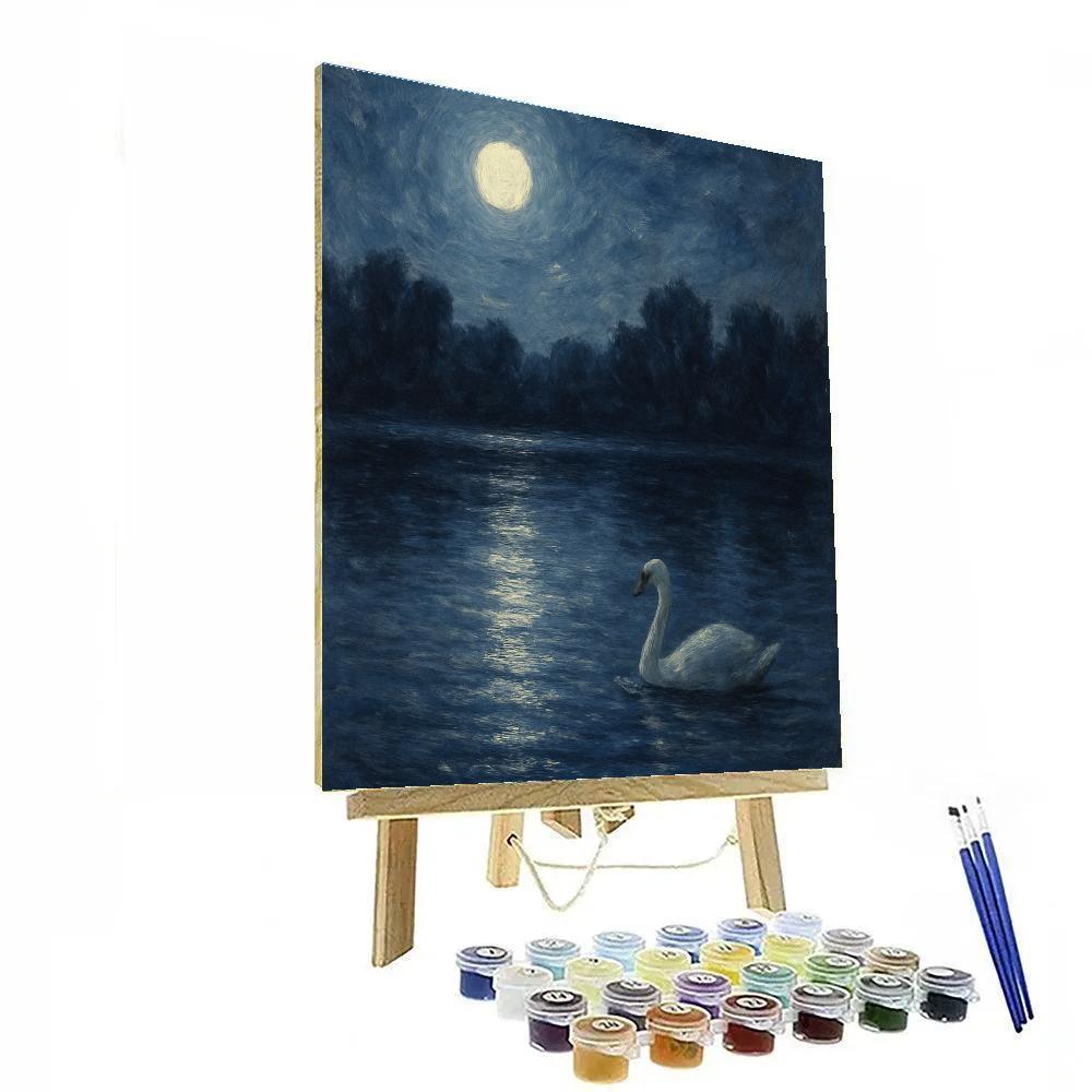 Moonlit Mirror Lake Scene Painting by numbers kit