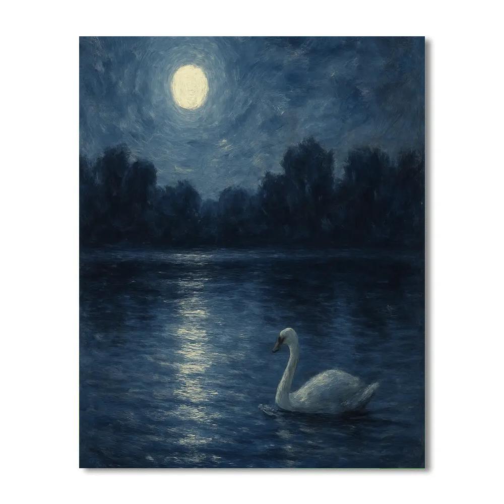 Moonlit Mirror Lake Scene Painting by numbers kit
