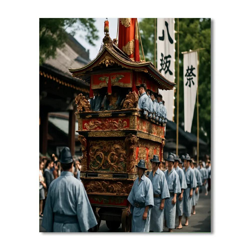 Gion Matsuri Procession On Kyoto Street Number painting