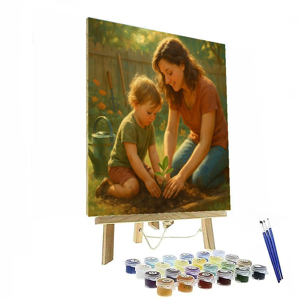 Mother Teaching First Garden Seedling Numbered painting kits