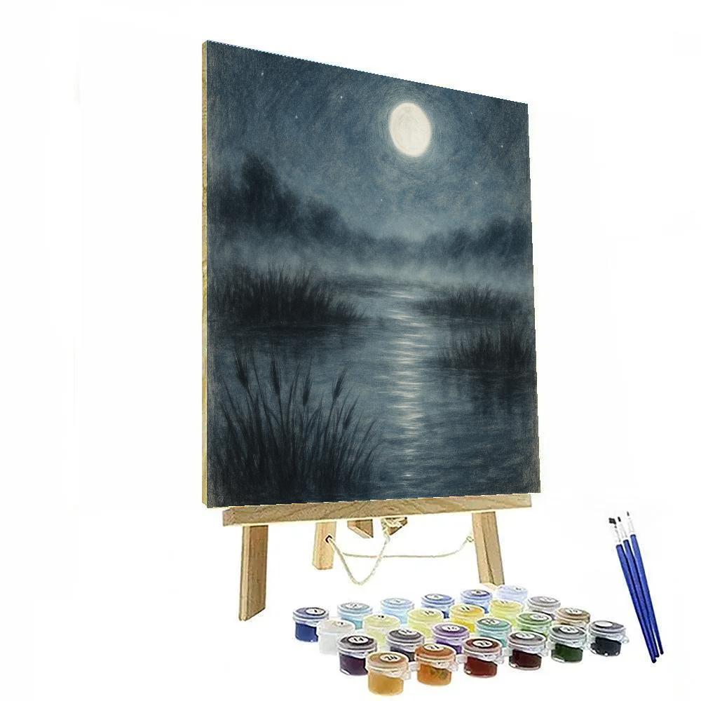 Moonlit Marsh Reflection paint by numbers