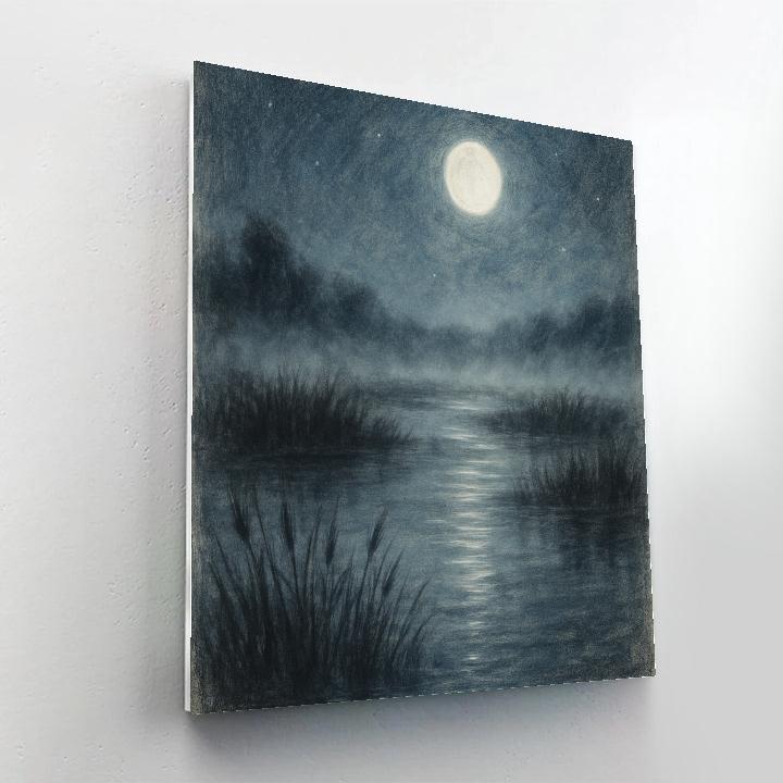 Moonlit Marsh Reflection paint by numbers
