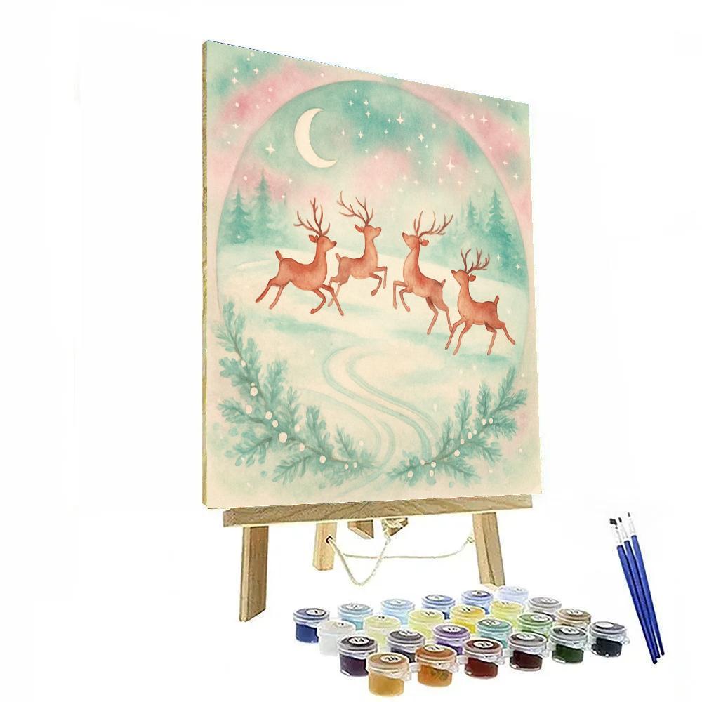 Reindeer Moonlight Carousel paint by color