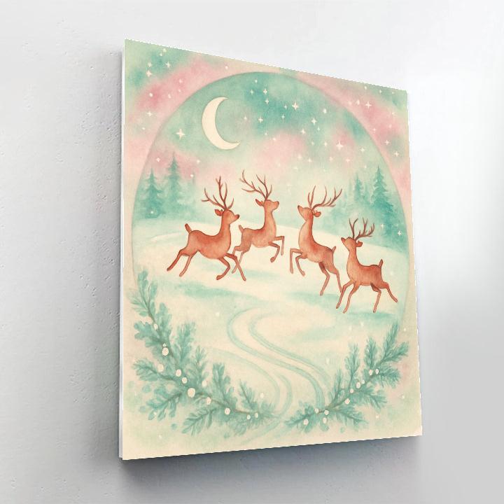 Reindeer Moonlight Carousel paint by color