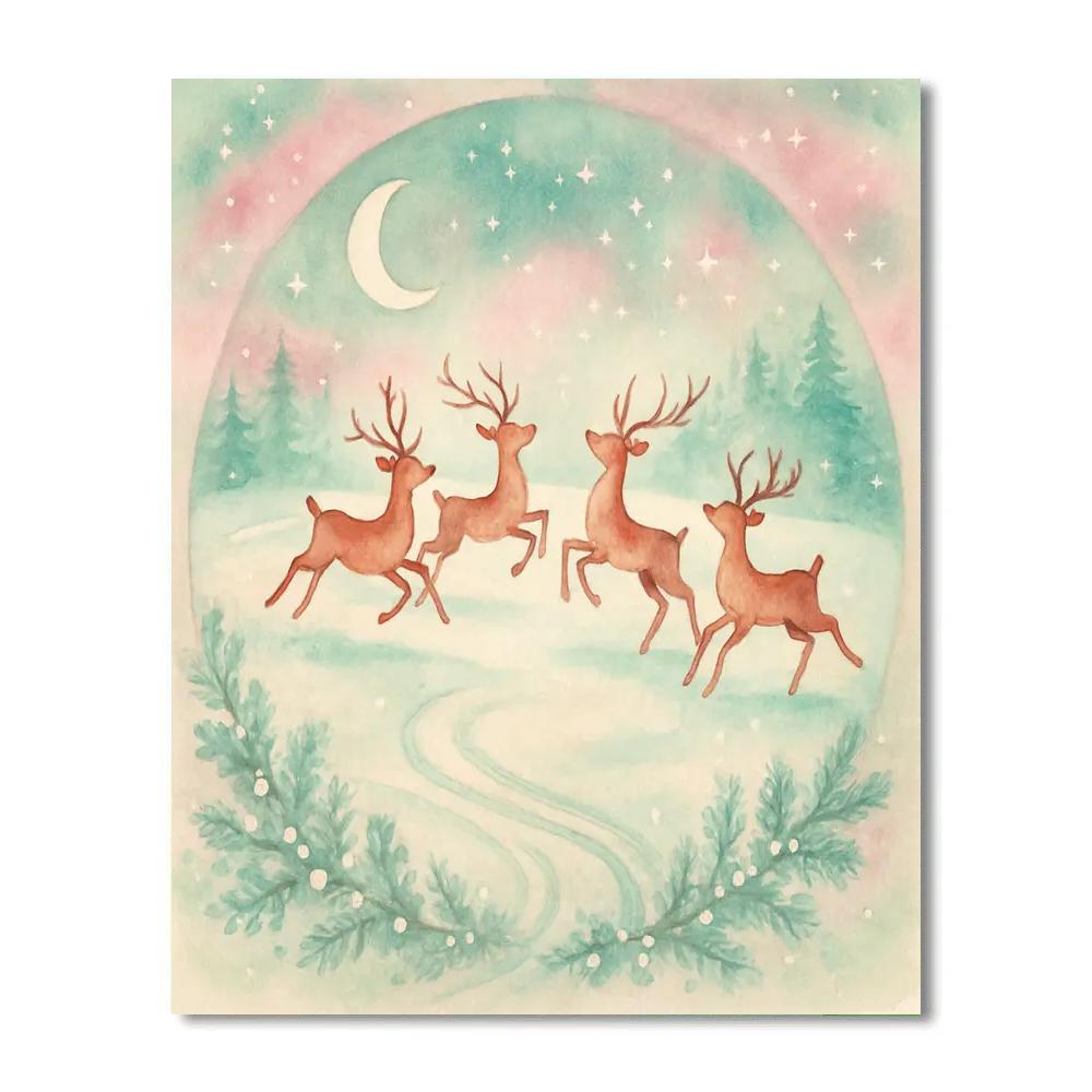 Reindeer Moonlight Carousel paint by color